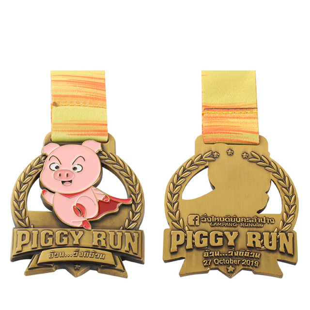 Персонализированные золотые медали США по бегу по пересеченной местности Piggy Run
