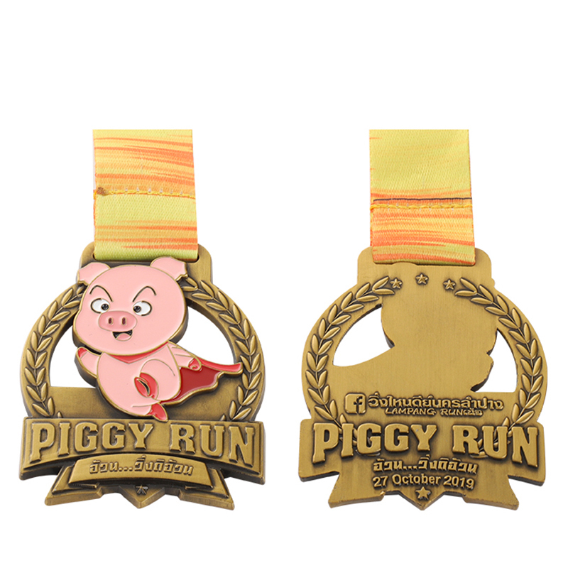 Персонализированные золотые медали США по бегу по пересеченной местности Piggy Run